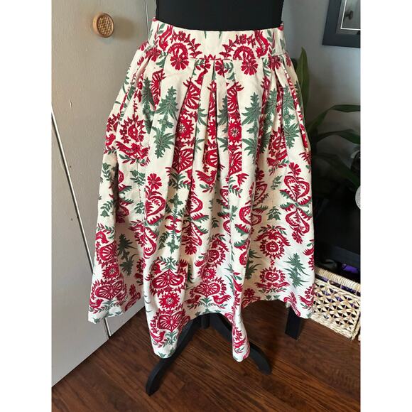 Vintage Kay Sorenson Original Folk Art Skirt – Estate Piece – Red & Green Floral - Picture 4 of 8